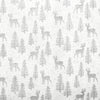 Christmas Fabric - Silver Reindeer & Trees on White - Cotton Craft Fabric Material