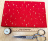 Christmas Fabric - Gold Glitter Stars on Red - Cotton Fabric