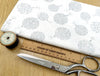 Christmas Fabric - Silver Glitter Baubles on White - Cotton Craft Fabric Material