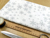 Christmas Fabric - Silver Glitter Snowflakes on White - Cotton Craft Fabric Material