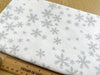 Christmas Fabric - Silver Glitter Snowflakes on White - Cotton Craft Fabric Material