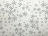 Christmas Fabric - Silver Glitter Snowflakes on White - Cotton Craft Fabric Material