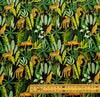 Cotton Poplin Fabric - Jungle Cats on Black