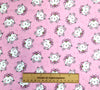 Cotton Fabric - Cute Happy Cat Faces and Hearts on Pink