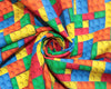 Digital Print Fabric - 3D Building Blocks Kids Toy Bricks Print Fabric - 100% Cotton