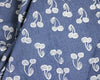 Cotton 8oz Denim Fabric - White Cherry Print Navy Blue - Dress Fabric Material