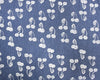 Cotton 8oz Denim Fabric - White Cherry Print Navy Blue - Dress Fabric Material