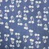 Cotton 8oz Denim Fabric - White Cherry Print Navy Blue - Dress Fabric Material