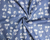 Cotton 8oz Denim Fabric - White Cherry Print Navy Blue - Dress Fabric Material