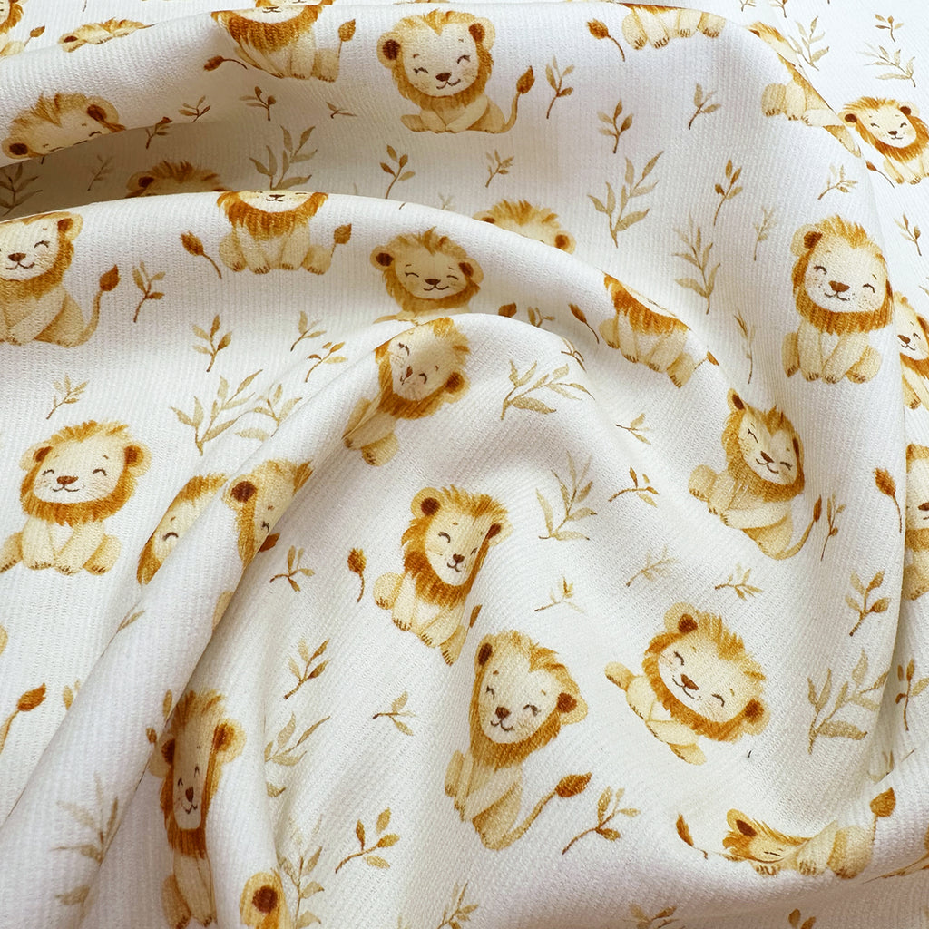 Needlecord Fabric - Cute Baby Lion Print 100% Cotton Soft Cord Clothing Fabric Material