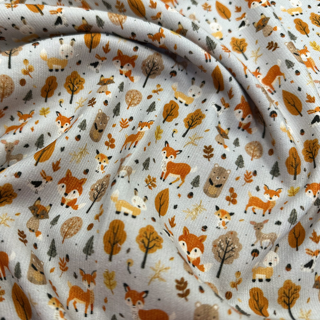 Needlecord Fabric - Cute Woodland Fox Print 100% Cotton Soft Cord Clothing Fabric Material (Copy)