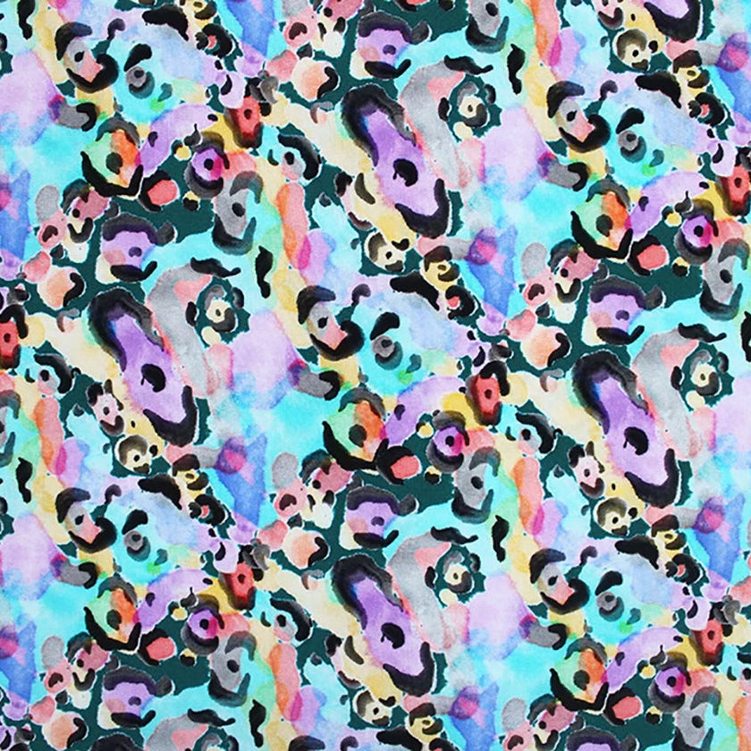 Colorful abstract pattern with multicolored shapes on a blue background