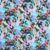 Colorful abstract pattern with multicolored shapes on a blue background