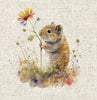 Upholstery Fabric -Field Mice All Over - Cotton Rich Linen Look Material