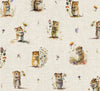 Upholstery Fabric -Field Mice All Over - Cotton Rich Linen Look Material