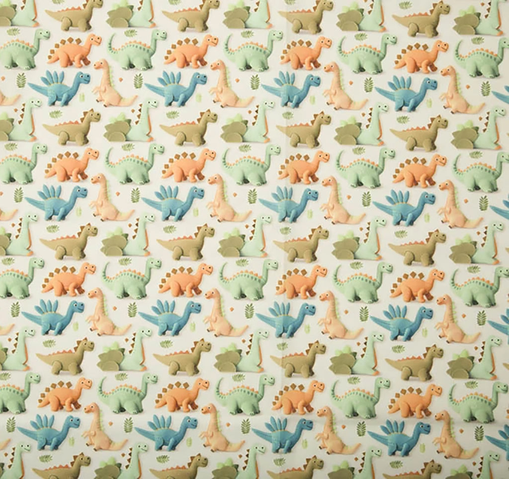 Craft Fabric - Cute 3D Dinosaurs Print - Polycotton Fabric Material