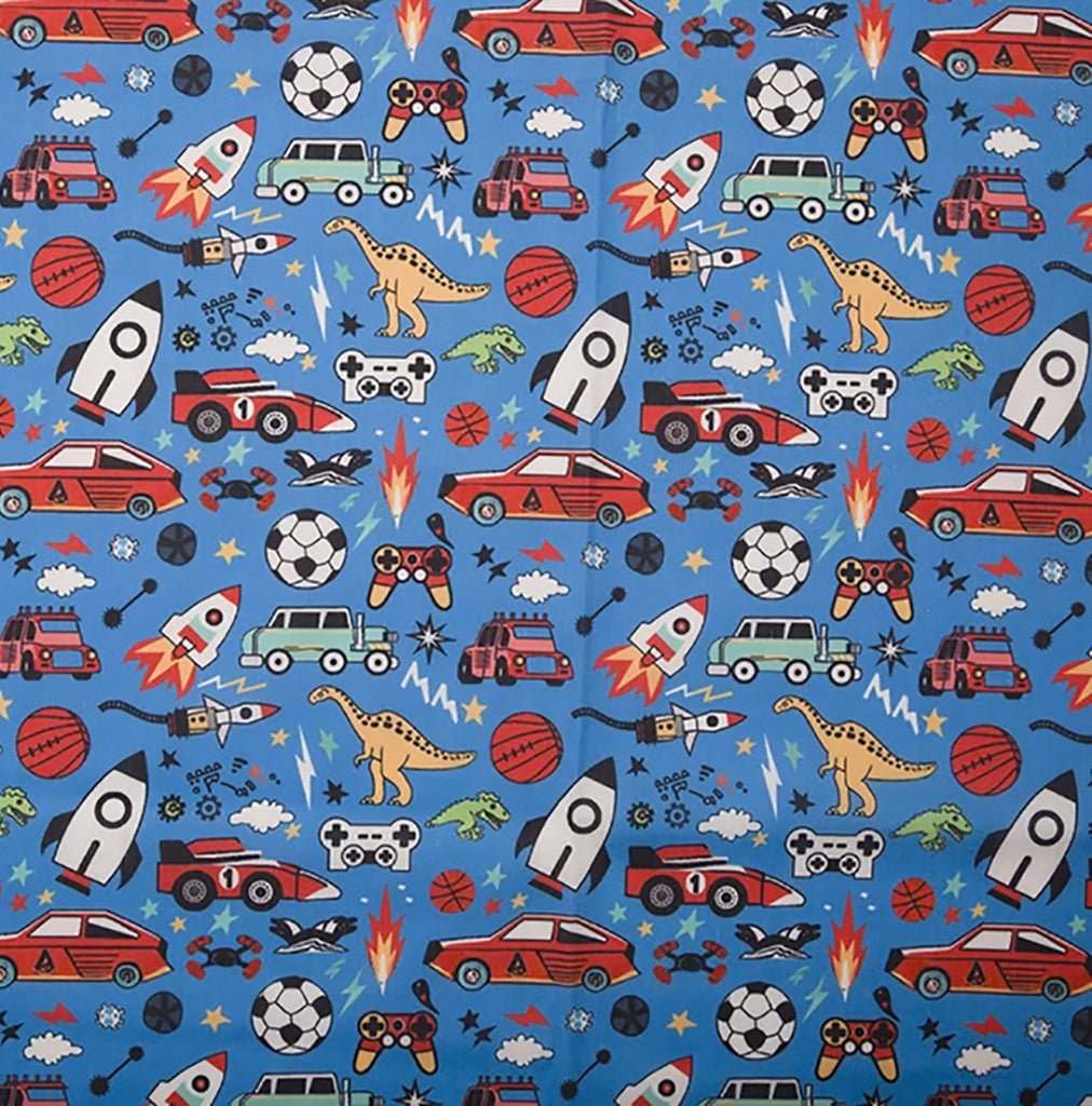 Craft Fabric - Boy's Blue Playtime Theme - Quality Polycotton Fabric