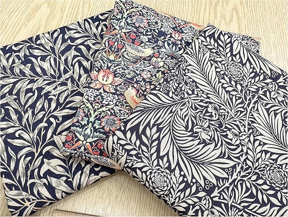 Fat Quarter Bundle - William Morris- Navy Blue- Bird floral Print Craft Fabric Material