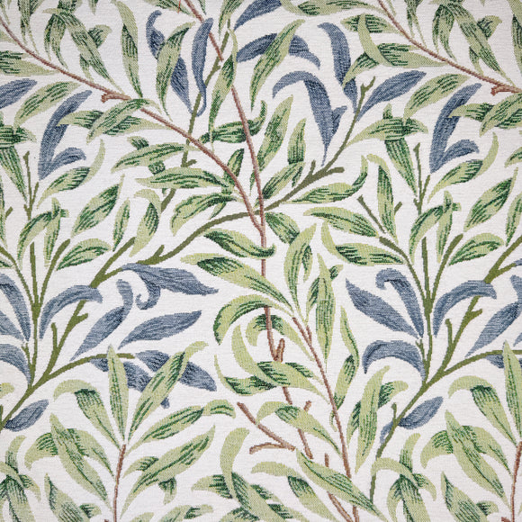 Tapestry Fabric - William Morris - Willow Bough Green - Blue - Luxury Soft Chenille Upholstery Material