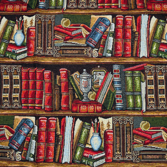 Tapestry Fabric - Library - Books Bookshelf - Luxury Upholstery Material