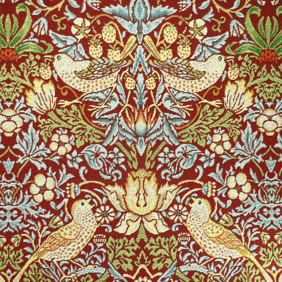 Tapestry Fabric - William Morris Black Strawberry Thief - Luxury