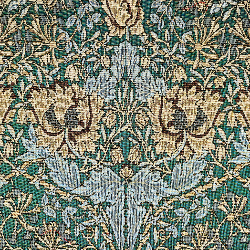 Tapestry Fabric William Morris - Honeysuckle on Emerald Green - Luxury Upholstery Fabric