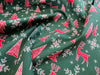 Christmas Fabric - Red Reindeers & Snowflakes on Green - 100% Cotton Fabric