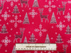 Christmas Fabric - Red Reindeers & Snowflakes on Red - 100% Cotton Fabric