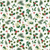 Christmas Fabric - Mistletoe Holly & Red Berries on Ivory
