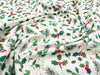 Christmas Fabric - Mistletoe Holly & Red Berries on Ivory