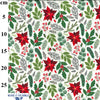 Christmas Fabric - Red Poinsettia Holly & Berries on Ivory - 100% Cotton Fabric