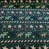 Christmas Fabric - Green & Ivory Scandi Reindeer & Star on Green - Craft Fabric Material Metre