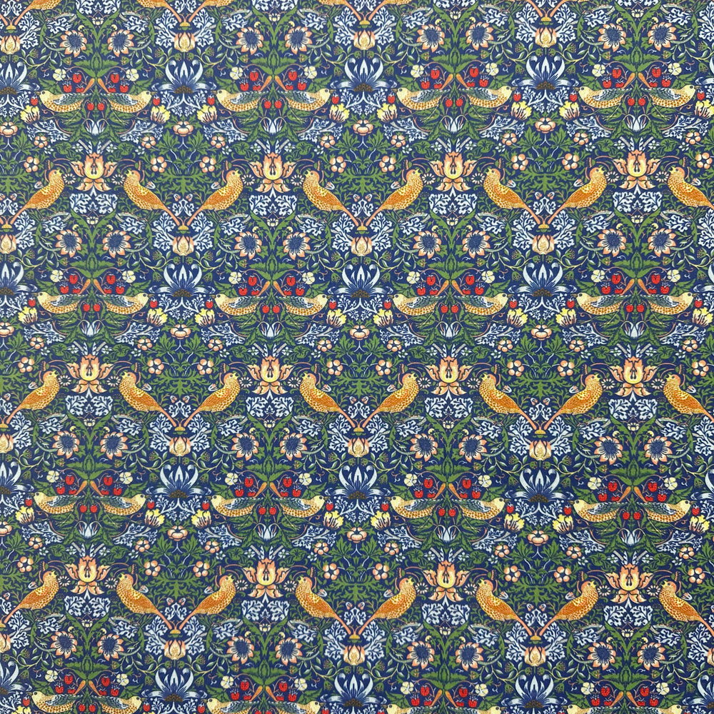 Craft Fabric - William Morris Strawberry Thief Navy Blue - Quality Polycotton Fabric