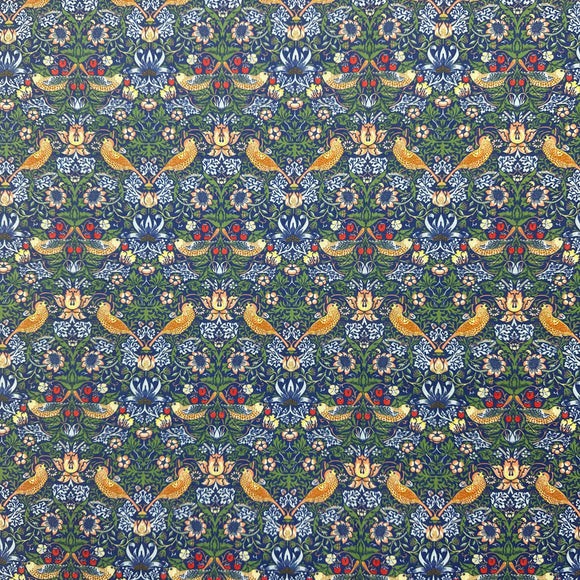 Craft Fabric - William Morris Strawberry Thief Navy Blue - Quality Polycotton Fabric