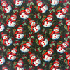 Christmas Fabric - Snowman Snuggles on Green - Quality Polycotton Fabric Material