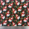 Christmas Fabric - Snowman Snuggles on Green - Quality Polycotton Fabric Material