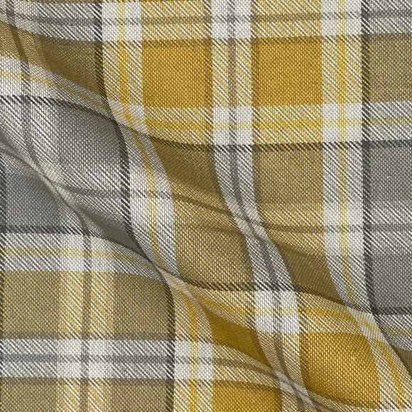 Canvas Fabric - Ochre Yellow Highland Tartan Check - Craft Upholstery Fabric