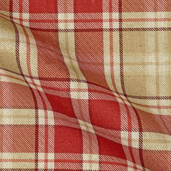 Canvas Fabric - Red Highland Tartan Check - Craft Upholstery Fabric