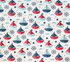 Childrens Fabric ~ Blue Red White Sail Boats on White ~ Polycotton Prints
