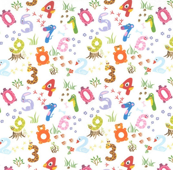 Rose & Hubble Digital Cotton Prints - Cute Animal Numbers