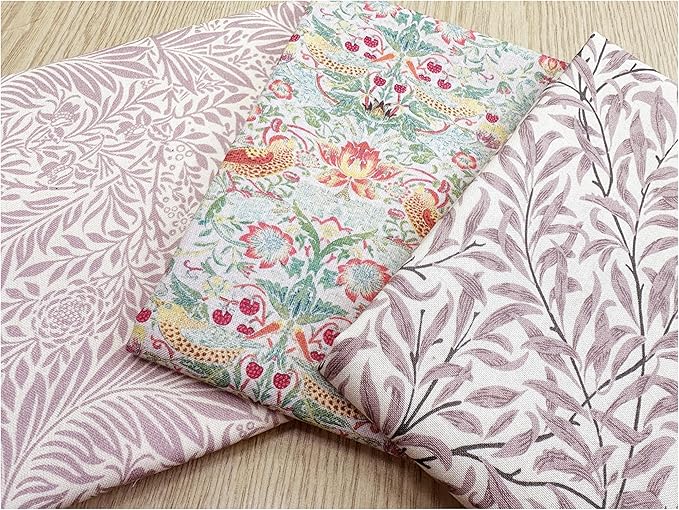 Fat Quarter Bundle - William Morris- Rose Pink - Bird floral Print Craft Fabric Material