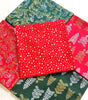 Fat Quarter Bundle - Red & Green Trees Stars & Snowflakes Christmas Mix Bunting Craft Fabric
