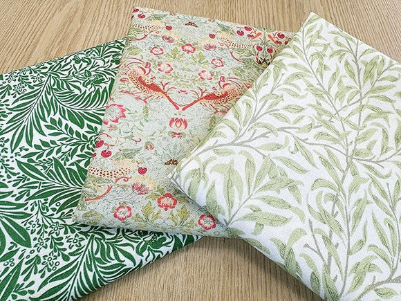 Fat Quarter Bundle - William Morris- Sage Green - Bird floral Print Craft Fabric Material