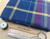 Upholstery Fabric Grampian Faux Wool Pink & Navy Blue Tartan Check Curtain Fabric