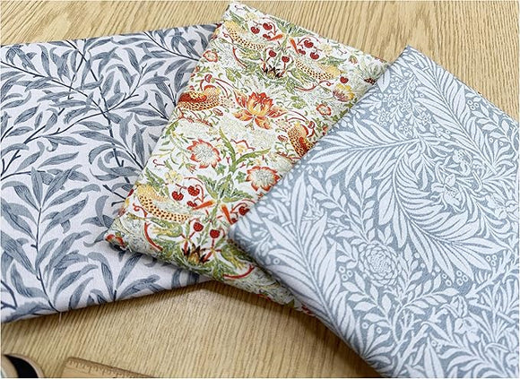 Fat Quarter Bundle - William Morris- Silver Grey - Bird floral Print Craft Fabric Material