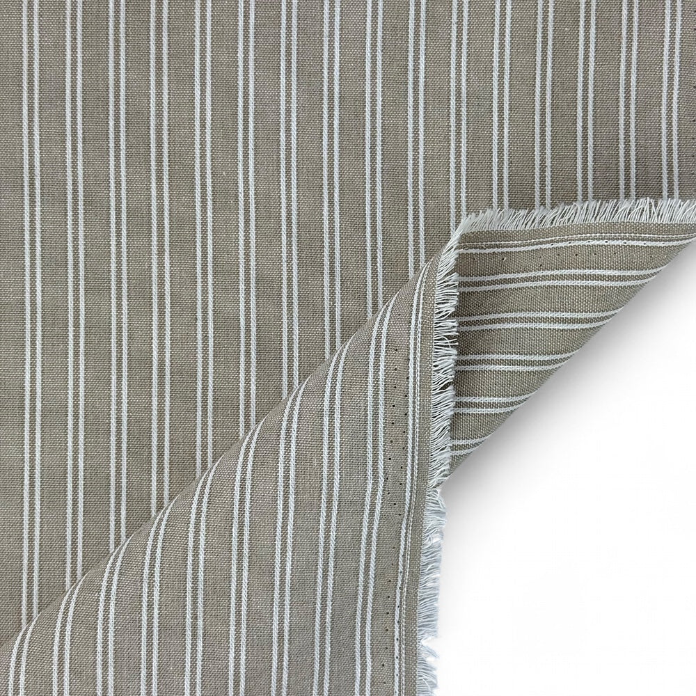 Regency Ticking Stripe Fabric - Natural & White - Linen Look Upholstery Craft Fabric Material