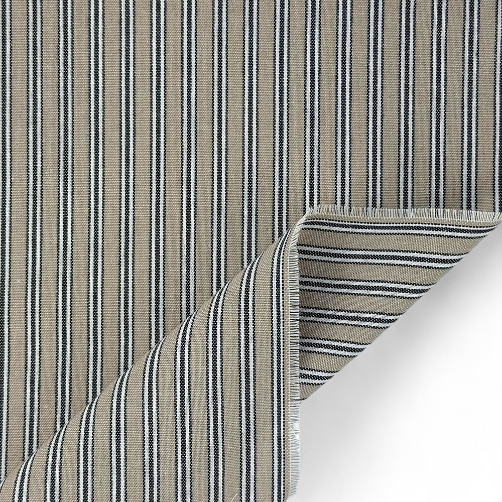 Regency Ticking Stripe Fabric - Natural & Black - Linen Look Upholstery Craft Fabric Material