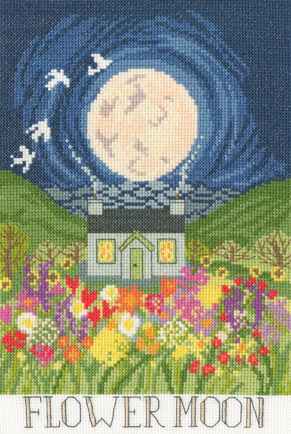 Bothy Threads - Counted Cross Stitch Kit - Full Moons Collection - Flower Moon