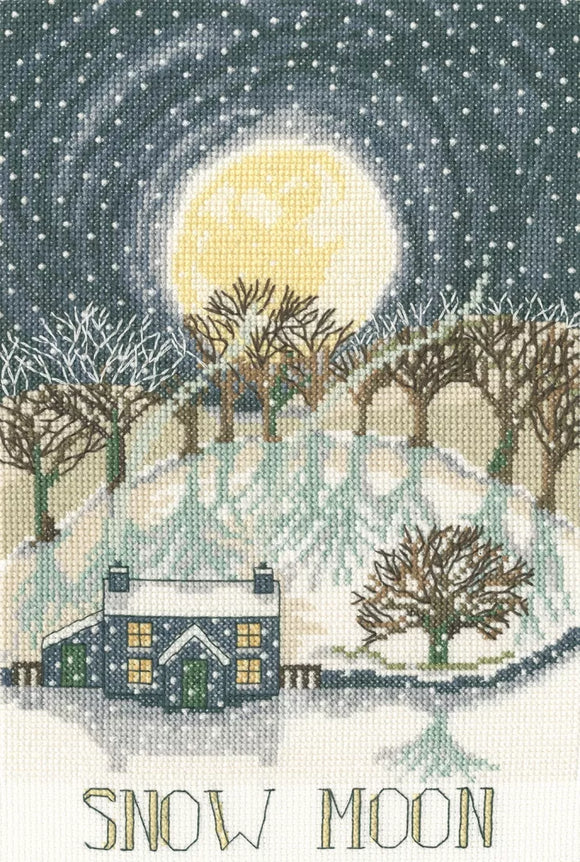 Bothy Threads - Counted Cross Stitch Kit - Full Moons Collection - Snow Moon