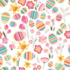 Easter Fabric - Spring Floral & Easter Eggs Cotton Craft Fabric Material